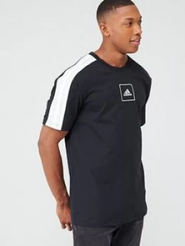 Image of Adidas 3-Stripe Tape T-Shirt - Black