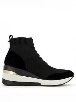 Image of Dune Black 'Enlicia' High Wedge Heel Casual Trainers - 3