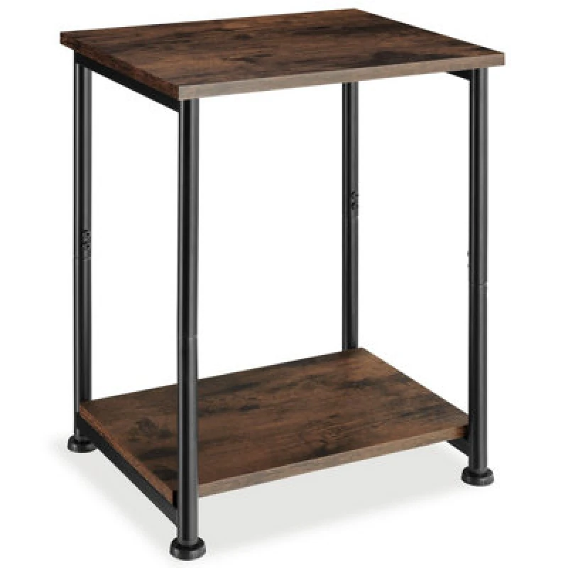 Image of Tectake Bedside Table Yonkers - Industrial Style, With 2 Shelves, 38.5 X 30 X 51.5cm - Industrial Wood Dark, Rustic
