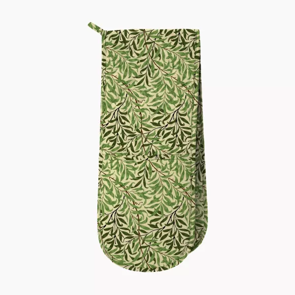 Image of William Morris Willow Boughs Double Oven Glove Green