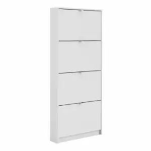 Image of Shoes Hallway Storage Cabinet With 4 Tilting Doors And 1 Layer White