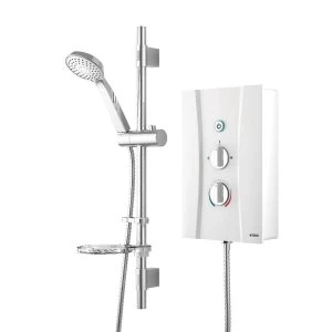 Image of Wickes Hydro Thermostatic Electric Shower and Adjustable Riser Kit - White 9.5kW