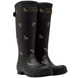 Image of Joules Womens Welly Print Boots Black Metallic Bees UK 4