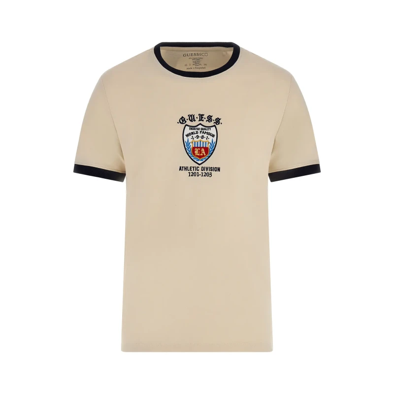 Image of Guess T-Shirt Guess Chest Emblem Beige Male M