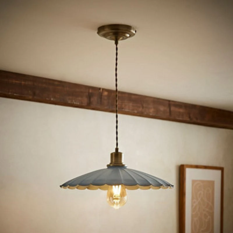 Image of Valuelights Holborn Blue Scallop Pendant Ceiling Light