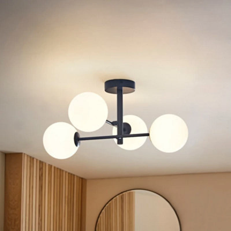 Image of ValueLights ValueLights Darla Matte 4 Way Frosted Globe IP44 Rated Bathroom Ceiling Light in Mid Navy Mid Navy One Size Unisex 5016529274926