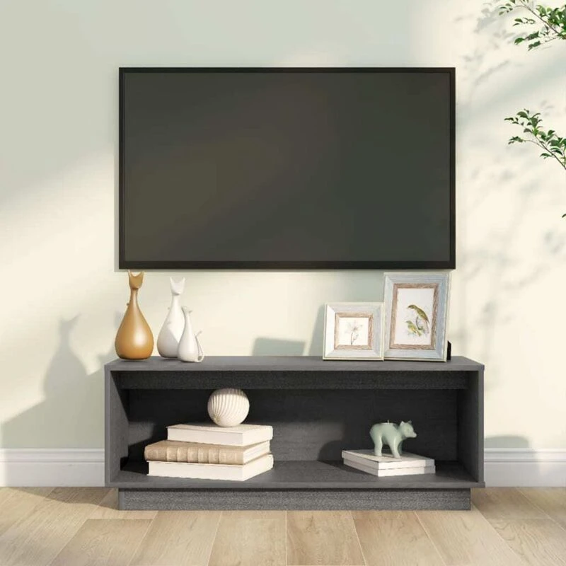 Image of VIDAXL TV Cabinet Grey 90x35x35cm Solid Wood Pine Vidaxl 8720286904695