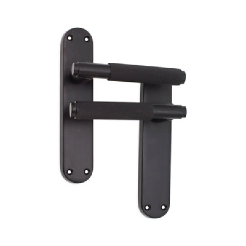 Image of Spira Brass Connaught Knurled Lever On Backplate Latch Matt Black