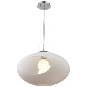 Image of Italux Breton - Modern Hanging Pendant White 1 Light with Milk Shade, E27