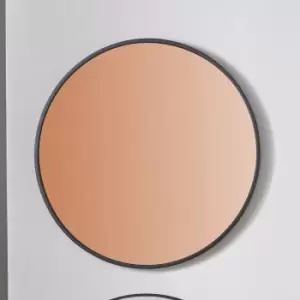 Image of Pacific Matt Black Wood Round Mirror w/Copper Glass