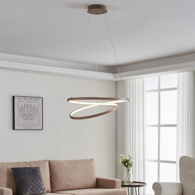 Image of EGLO Eglo RUOTALE Round LED Pendant Light (D) 50cm in Light Sand Light Sand One Size Unisex 9008606303533