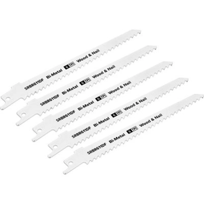 Image of Loops 5 PACK 150MM Bi-Metal Reciprocating Saw Blade - 6 TPI - Milled Side Set Teeth Multi