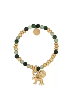 Image of Green 'Majesty Lioness' Charm Bracelet