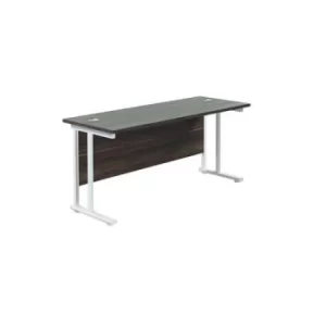 Image of Jemini Rectangular Cantilever Desk 1600x600x730mm Dark Walnut/White KF806554