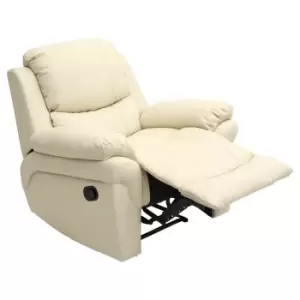 Image of Madison Real Leather Recliner Armchair - Cream