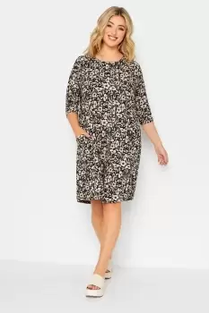 Image of Floral Print Drape Pocket Dress