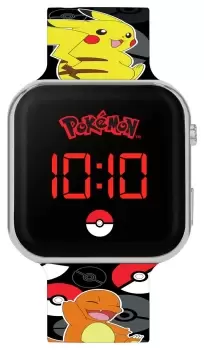 Image of Pokemon Kids Digital Printed Black Silicone Strap Watch