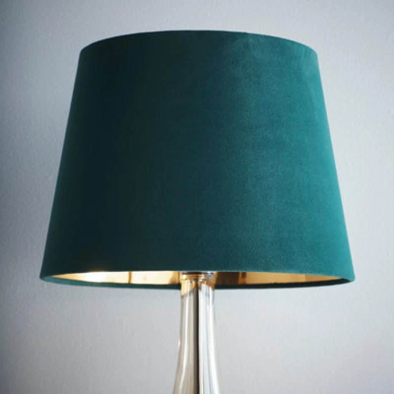 Image of K Living 12" Green Velvet Empire Tapered Shade Gold Innet