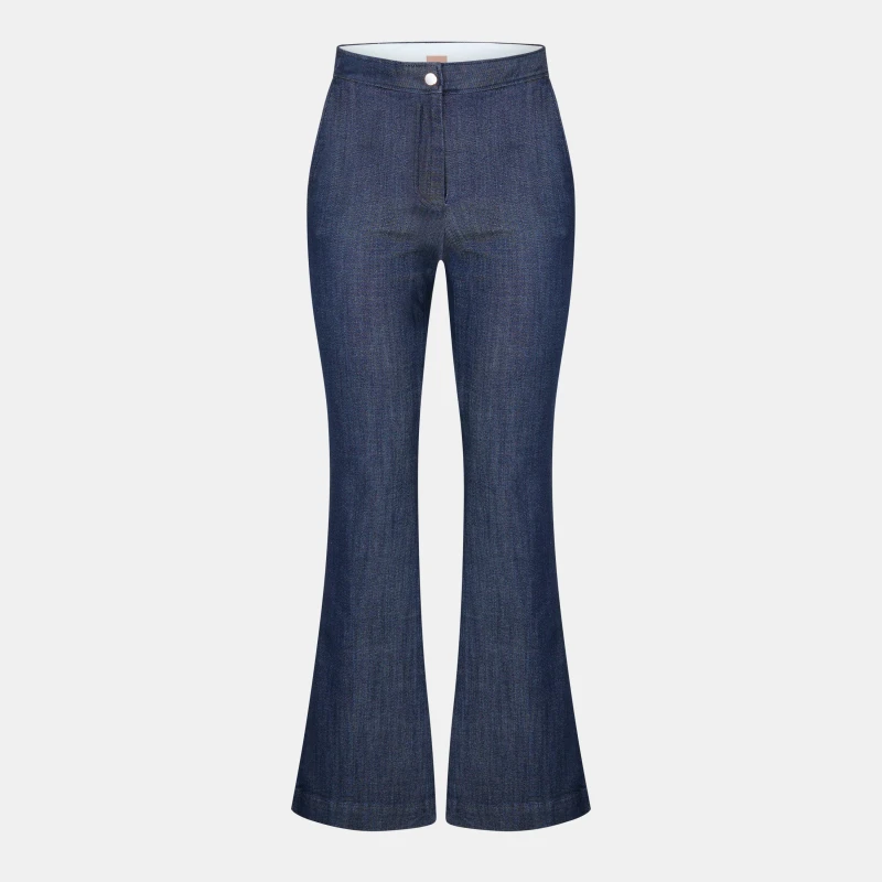 Image of Boss Womens Taflera Wide Leg Trousers Dark Blue female 8 (S)