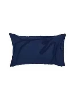 Image of Ted Baker Magnolia Tufted 100% Cotton Percale 180 Thread Count Pillowcase - Navy