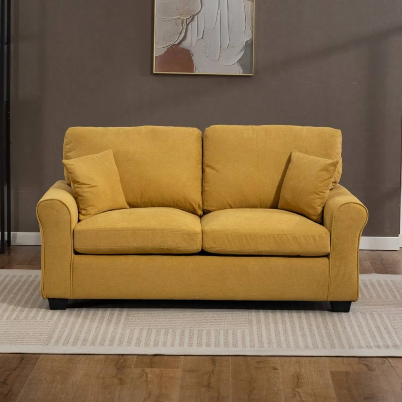 Image of Artemis Home Lewiston Fabric Pull Out Sofabed in Yellow Size: 3 Seater Yellow Unisex 3 Seater