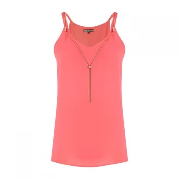 Image of Biba Neck Detail Cami Vest - Neon Pink