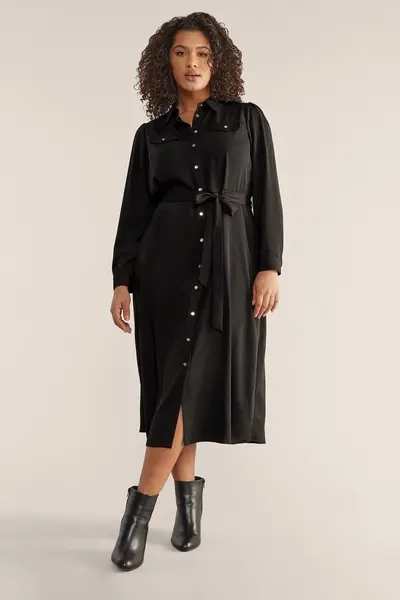 Image of Evans Utility Shirt Dress Black