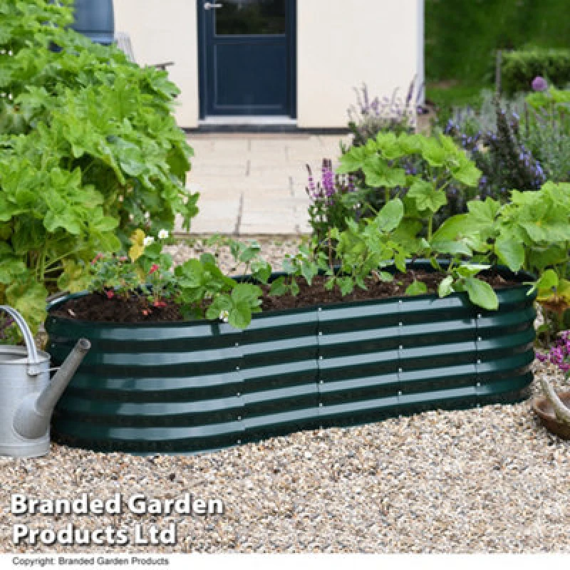 Image of THOMPSON & MORGAN Thompson&morgan - Galvanised Metal Raised Vegetable Flower Planter Trough Grow Bed Box Set up Six Shapes Outdoor Herb Garden in Hunt
