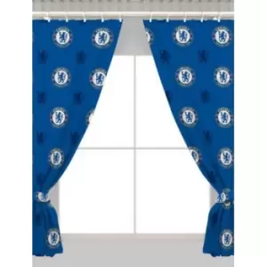 Image of Chelsea FC Repeat Crest Curtains (66 x 72in) (Blue/White)