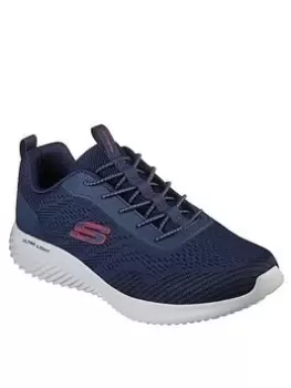 Image of Skechers Bounder Knit Air Cooled Memory Foam Lace Up Trainer, Navy, Size 11, Men