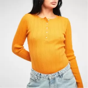 Image of Missguided Button Front Rib Knit Bodysuit - Beige