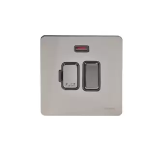 Image of Schneider Electric Ultimate Screwless Flat Plate - Switched Fused Connection Unit, with Neon Indicator, GU5411BBN, Black Nickel with Black Insert
