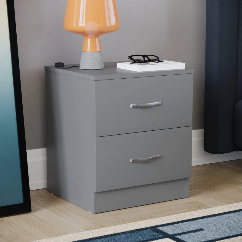 Image of Lassic Vida Designs Riano 2 Drawer Bedside Chest Grey unisex 2 Drawer