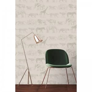 Image of Boutique Cream Animal Safari Wallpaper