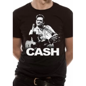 Image of Johnny Cash Finger T-Shirt Small - Black