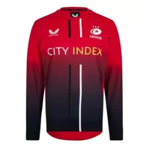 Image of Castore Saracens Long Sleeve Training Top Mens - Red