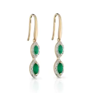 Image of JG Signature 9ct Gold Emerald & Diamond Marquise Drop Earrings