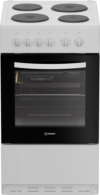 Image of Indesit I5E3KMW I5E3KMW 50cm Electric Single Oven Cooker with 4 Zone Sealed Plate Hob - White Indesit I5E3KMW