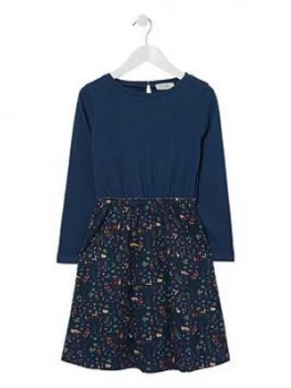 Image of FatFace Girls Woodland Floral Martha Dress - Dark Green, Navy, Size 12-13 Years, Women