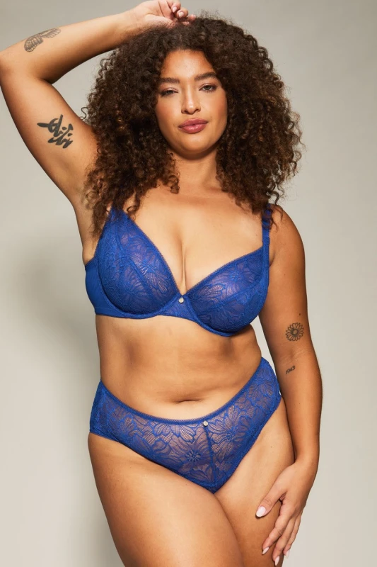 Image of KBX Womens Alice Non Pad Plunge Bra in Blue Size: 32C Blue Female 32C