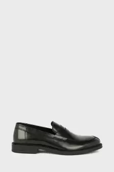 Image of Mens Black Smart Leather Slip On Loafers
