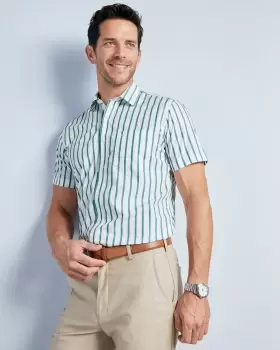 Image of Cotton Traders Mens Easy Care Classic Short Sleeve Shirt in Green