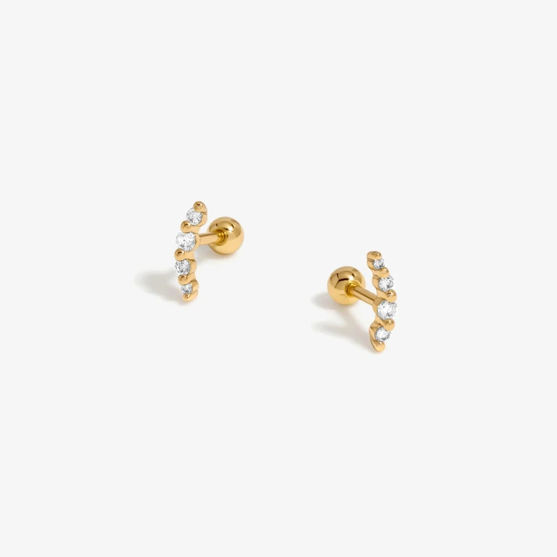 Image of Inicio Inicio Gold Plated Mini Crystal Diamond Shape Stud Earring - Gift Pouch Gold