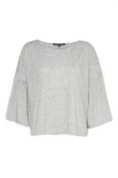 Image of French Connection Hetty Flare Sleeve T Shirt Light Grey Marl