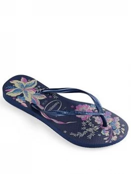 Image of Havaianas Slim Organic Flip Flop - Navy, Size 5, Women