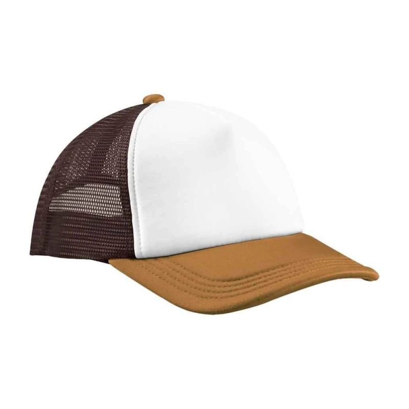 Image of Beechfield Beechfield Men Retro 5 Panel Trucker Cap in Chocolate Chocolate One Size Male 5063703386593