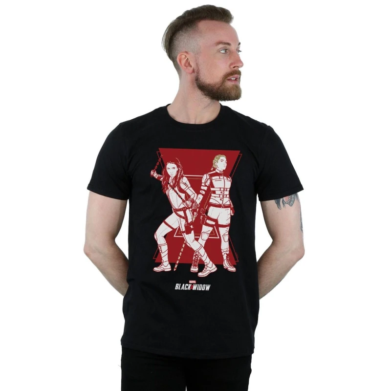 Image of Marvel Marvel Men Black Widow Movie Sisters Silhouette T-Shirt Size: Small Black S Male 5059400835410