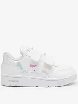 Image of Lacoste Infants' Lacoste T-Clip Popped Heel Trainers, White/White, Size 4 Younger
