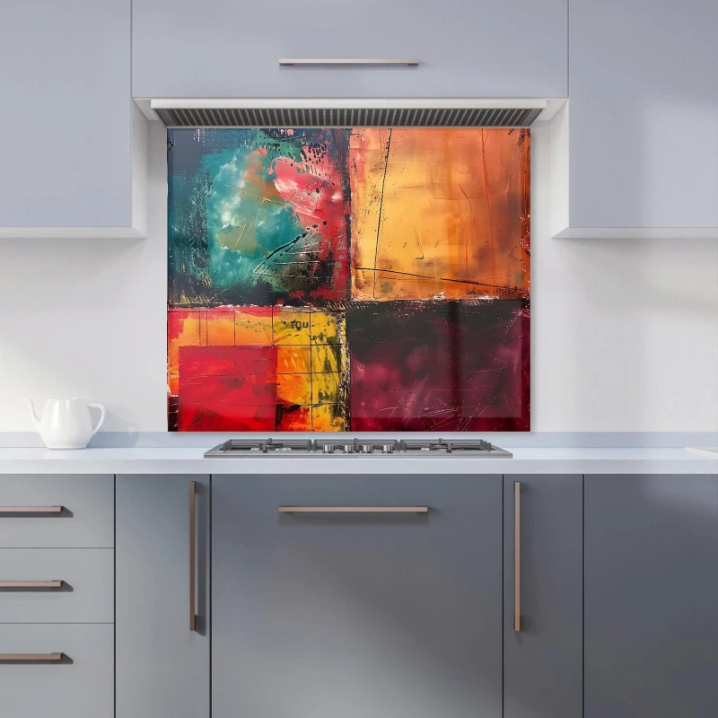 Image of Warren Reed - Designer Quadrant Fusion: Colours In Conflict Kitchen Splashback Size: 900mm x 650mm Multicolor Unisex 900mm x 650mm