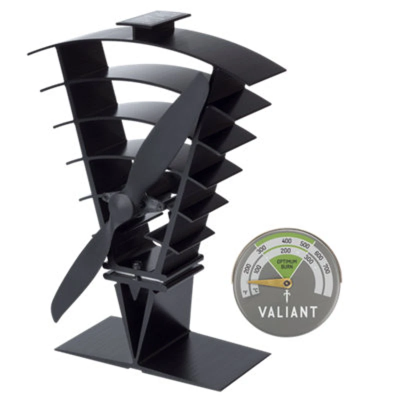 Image of Valiant Vanquish Stove Fan & Magnetic Thermometer Black